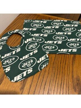 New York Jets Handmade Baby Bib & Burp Cloth Set - NFL Fan Gift Kids Infant NWOT